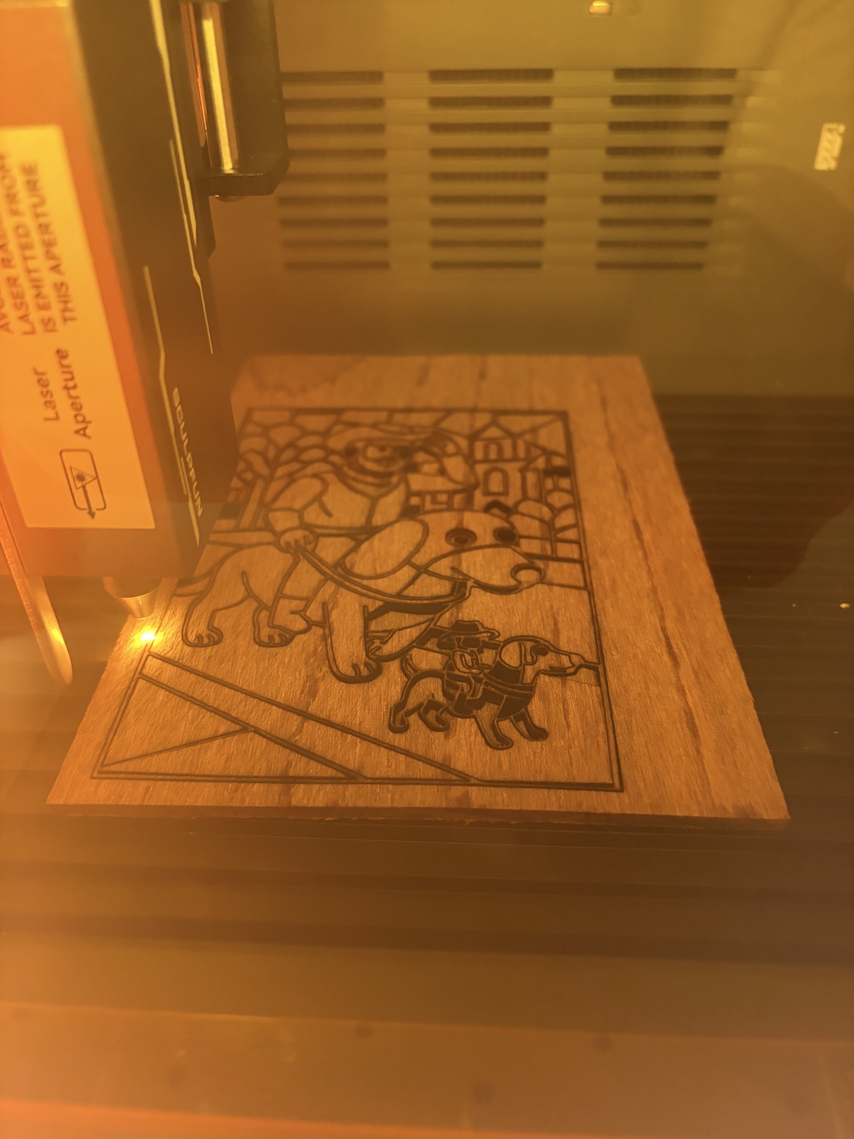 Laser cutting the final SVG on wood